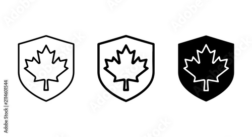 Canadian Maple Leaf Shield Icons, National Symbol Vector Graphics, Canada Emblem Set
