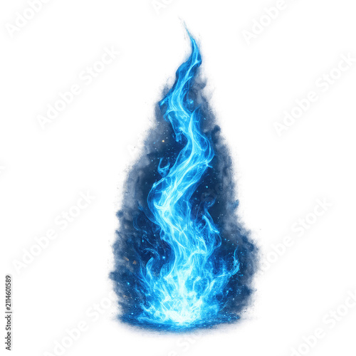 Mystical Blue Ghost Flame With Ethereal Smoke and Magical Energy Isolated on Transparent Background PNG