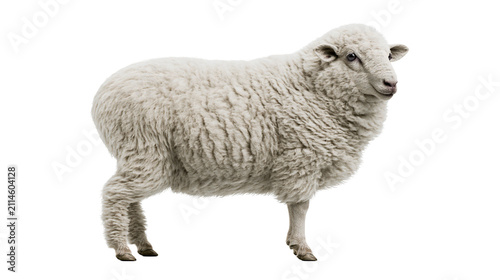 Картината върху платно White fluffy sheep standing profile view