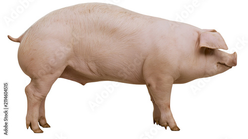 Foto Pink pig standing profile view