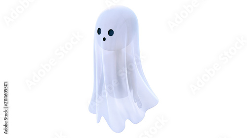 Cute white ghost with black eyes and mouth