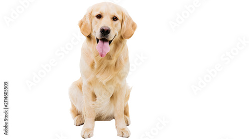 Obraz na płótnie Golden Retriever dog sitting with tongue out