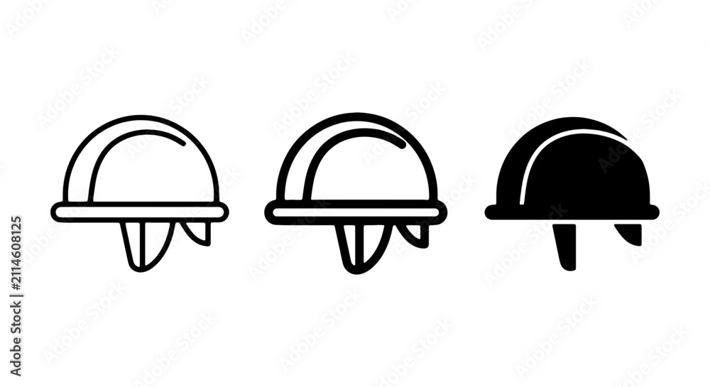 Fototapeta premium Hard Hat Icons: Safety Helmets, Construction Protection, Industrial Gear Set