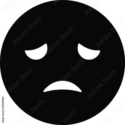 Konstfotografi A simple black and white vector icon of a sad face expressing sorrow or negative