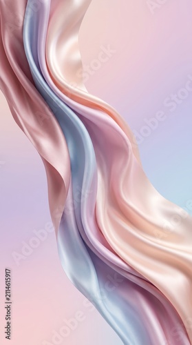 Elegant abstract background featuring flowing silk fabrics in soft pastel hues for a sophisticated visual appeal