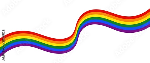 Abstract rainbow wave ribbon graphic design element isolated on plain white background with art