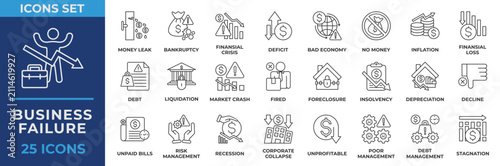 Canvas Print Business Failure Icons Collection Set