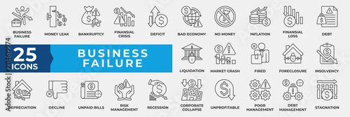 Obraz na płótnie Business Failure Icon Set