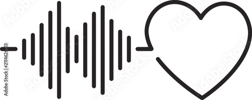 Foto Minimalist heartbeat sound wave vector, heart pulse line icon, medical logo