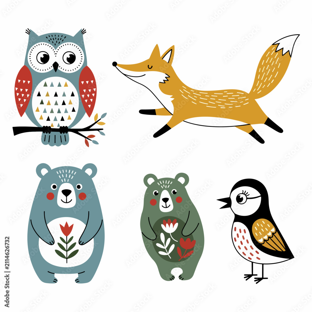 Fototapeta premium set of funny owls