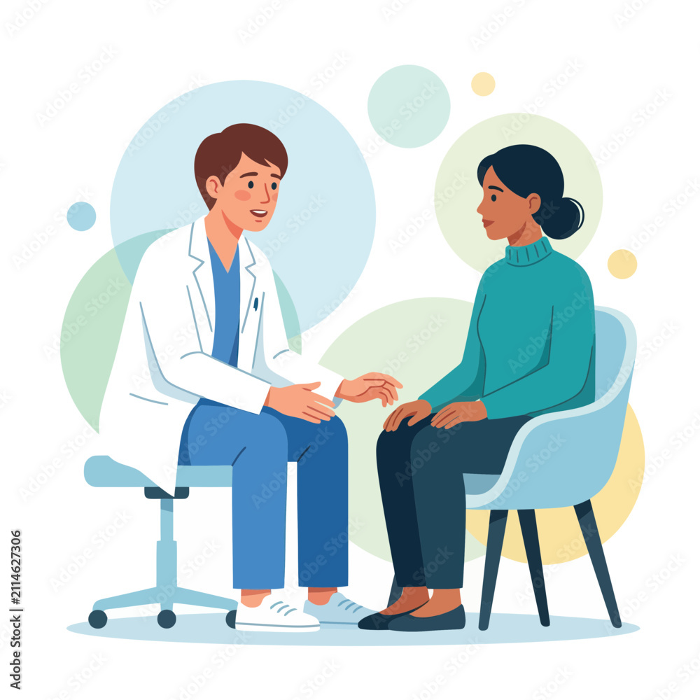 Fototapeta premium Doctor Consulting Patient, Healthcare Consultation, Medical Check-up, Doctor's Visit, Patient Care, Healthy Lifestyle