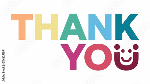 Foto Colorful 'Thank You' message with a cheerful smiley face typography