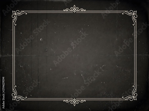 Blank vintage silent film title card with ornamental border and grunge texture