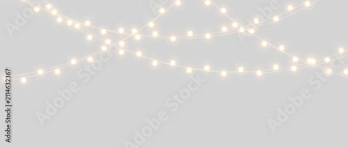 Vector Christmas lights on a transparent background. Christmas light PNG. Set of Christmas glowing garlands. For advertising invitations, web banners, postcards. Vector. Christmas decoration, LED lam