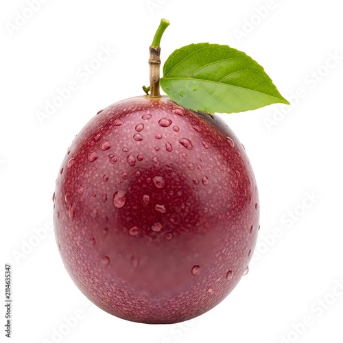 Fresh whole purple passion fruit isolated on a transparent background