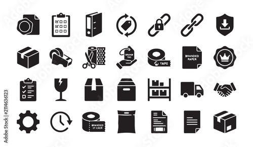 Warehouse shipping and supply chain management logistics icons set with shipping