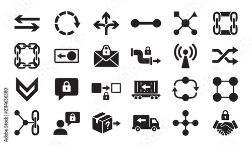Network and logistics management flat icons set with logistics, management