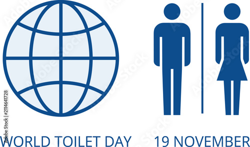 Fotografía World Toilet Day Awareness Banner Featuring Globe and Restroom Icons for Sanitat