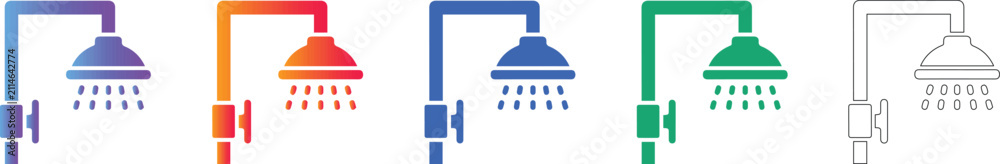 Obraz premium Shower Head Icon Set for Bathroom Design