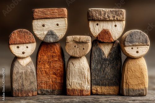 Wooden figures on a table