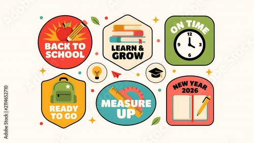 Back to school motivational vector icons set