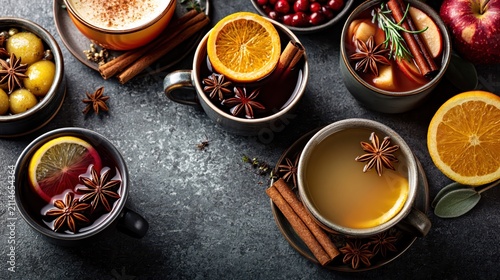 Assortment Of Spices And Hot Beverages Arrangement