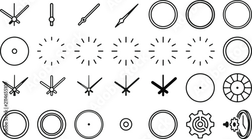 Foto Collection of vintage clock parts including various watch hands dials and gear m