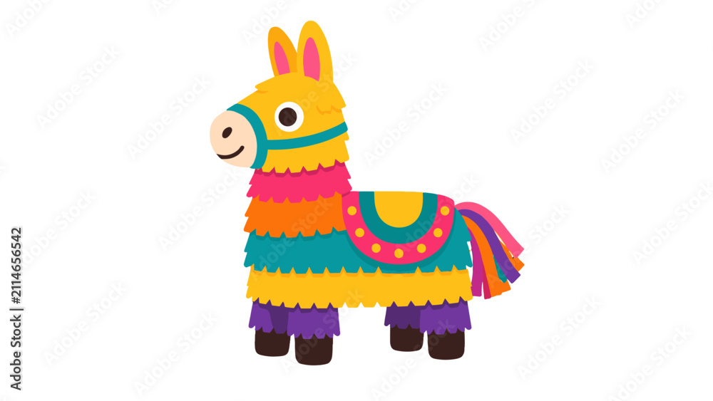 Fototapeta premium Colorful llama pinata cartoon isolated on white background