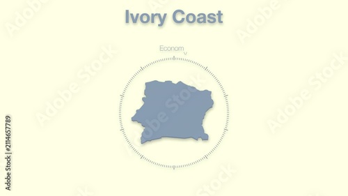 C�te d'Ivoire MAP revealing minimalistic animated data analytics for presentations, videos, corporate, documentery 