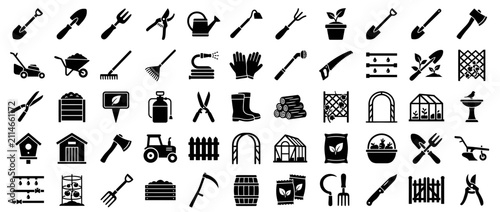 Принти на полотні Gardening Tools and Equipment Icons Collection