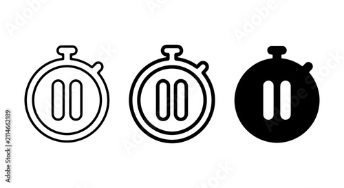 Bild auf Leinwand Pause Button Icons, Stopwatch Symbols, Timer Controls, Vector Graphics Set