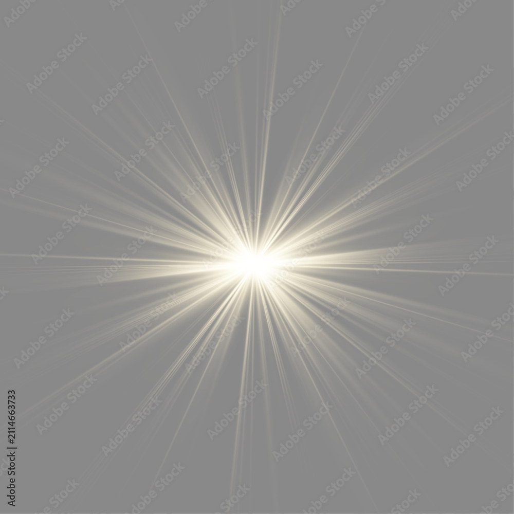 Obraz premium Luxury gold light effect with sparkles. Transparent PNG overlay adds shine. Radiant starburst for premium design elements.
