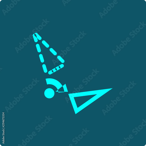 Geometric Transformation Icon – rotation of a triangle about a fixed pivot point