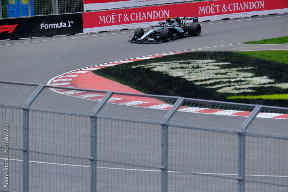 Obraz premium May 25, 2026, Montreal, Canada, Mercedes F1 car driven by Antonelli and Russell during Formula 1 action. g.