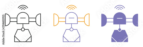 AI Smart Assistant Robot Wireless Mail Icon Set Outline Glyph