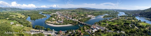 View over Buna river and lake from Rozafa Castle Albania