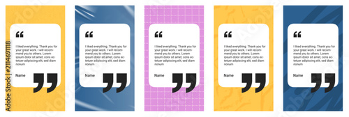 Cuadro en lienzo Testimony story set of 5 portrait quote cards with bold marks