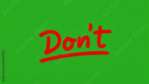 Green screen text 'D' and 'Don't' words with cinematic motion for educational or instructional concepts