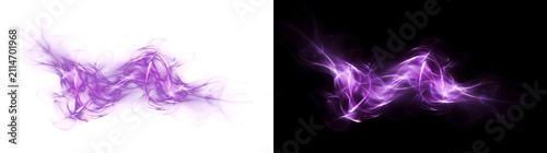 Quadro su tela Abstract purple smoke swirl with glowing wisps ideal for design in PNG, Transpar