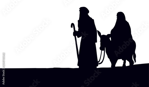 Bild auf Leinwand Vector drawing. Mary and Joseph