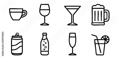Konstfotografi A diverse collection of minimalist outline icons representing various popular be