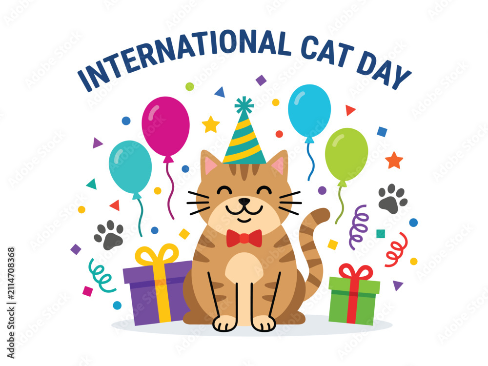 Fototapeta premium International cat day celebration illustration