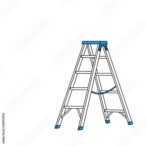 A-frame ladder with blue accents