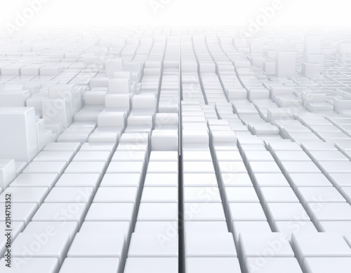 Digital abstract white cubes landscape surface background with abstract background landscape geometry rendering structure minimalist backdrop technology visualization movement
