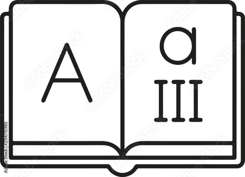 Alphabet Book Education Language Line Art Vector Icon