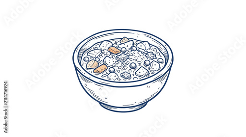фотографія Hand drawn bowl of hearty vegetable stew or chunky soup