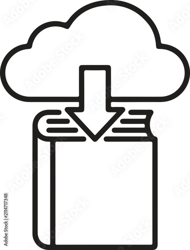 Cloud Download Digital Ebook Line Art Vector Icon