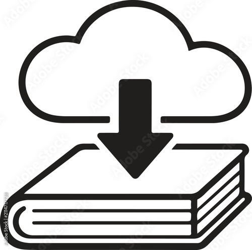 Cloud Download Ebook Line Art Vector Icon
