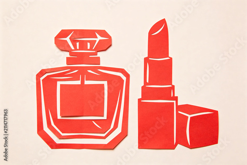 Red Paper Cut Perfume And Lipstick Craft