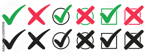 check mark and cross icon set